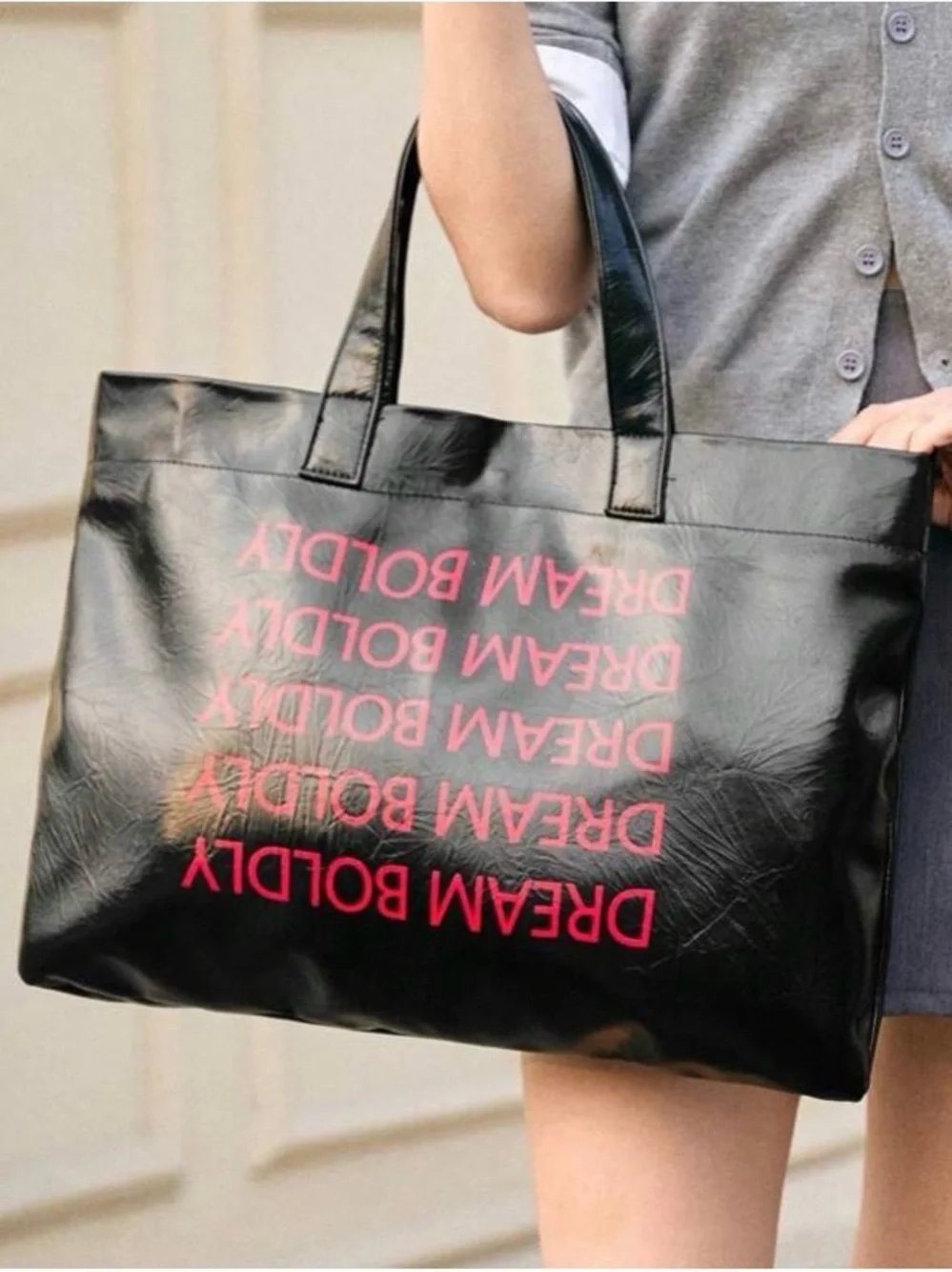 Black Tote Bag with Ref Script Logo - Stylish Everyday Carry